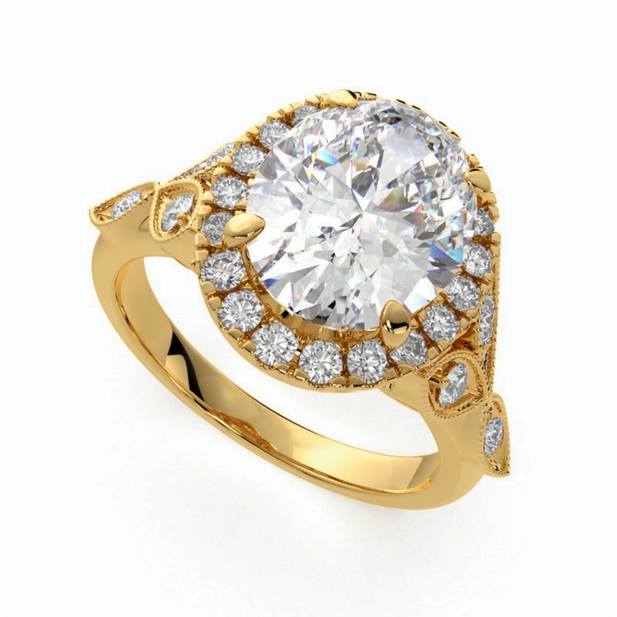 Ada 3.35 Carat Oval Cut Halo Pave Engagement Ring