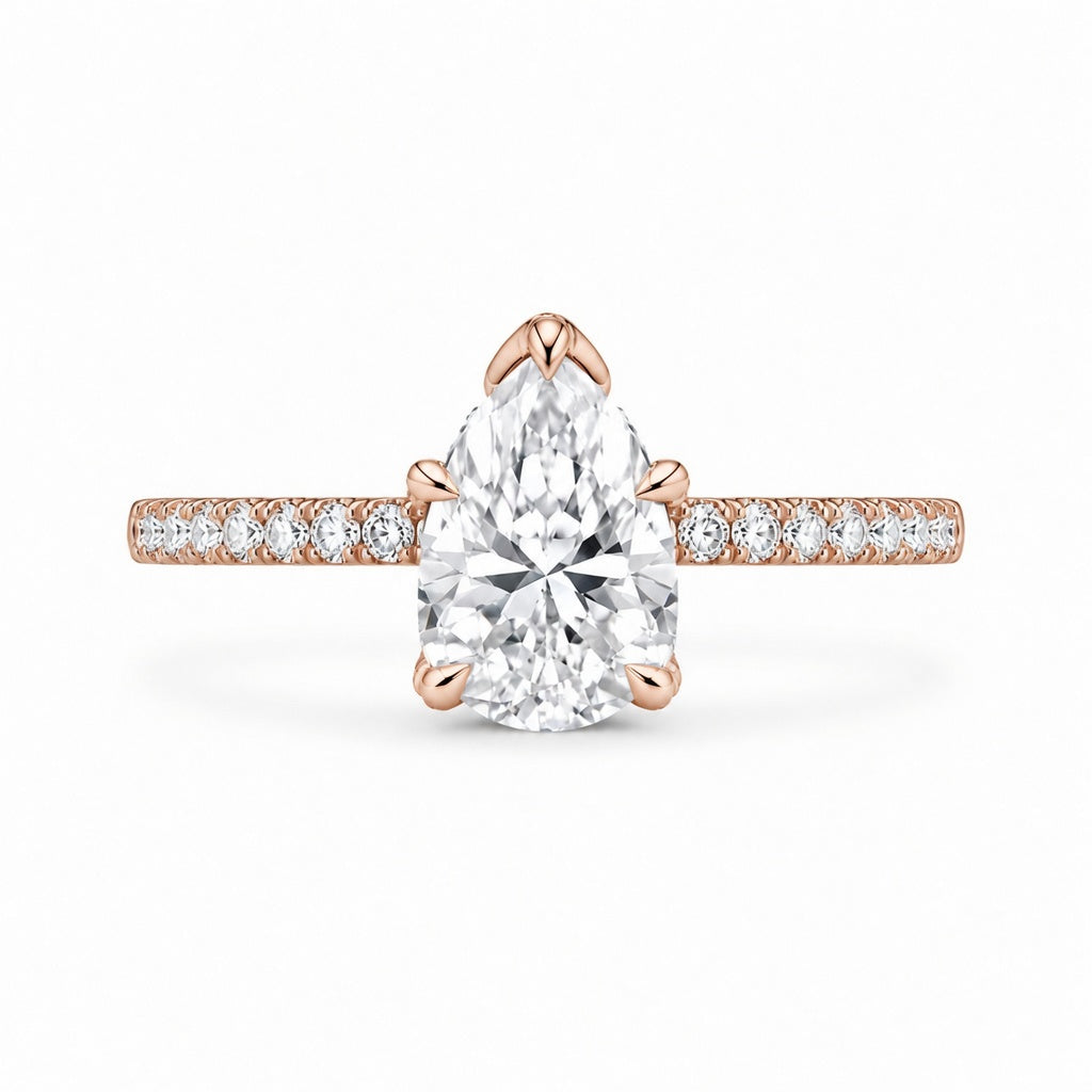 1.51 CT Pear Cut Lab-Grown Diamond Hidden Halo Engagement Ring in 14K White Gold – Timeless Anniversary Design