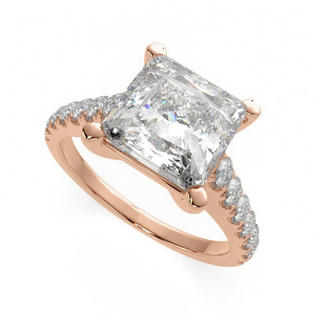 Karina 3.3 Carat Princess Cut Pave 6 Prong Engagement Ring