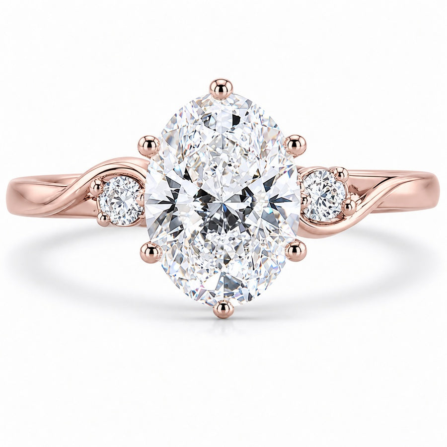 2.50 CT Oval Lab-Grown Diamond Three-Stone Engagement Ring in 14K White Gold – Anniversary Proposal Design