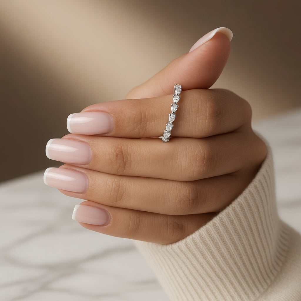 1.00 CT Lab-Grown Diamond Half Eternity Band in 14K White Gold (D–F / VS1–VS2)