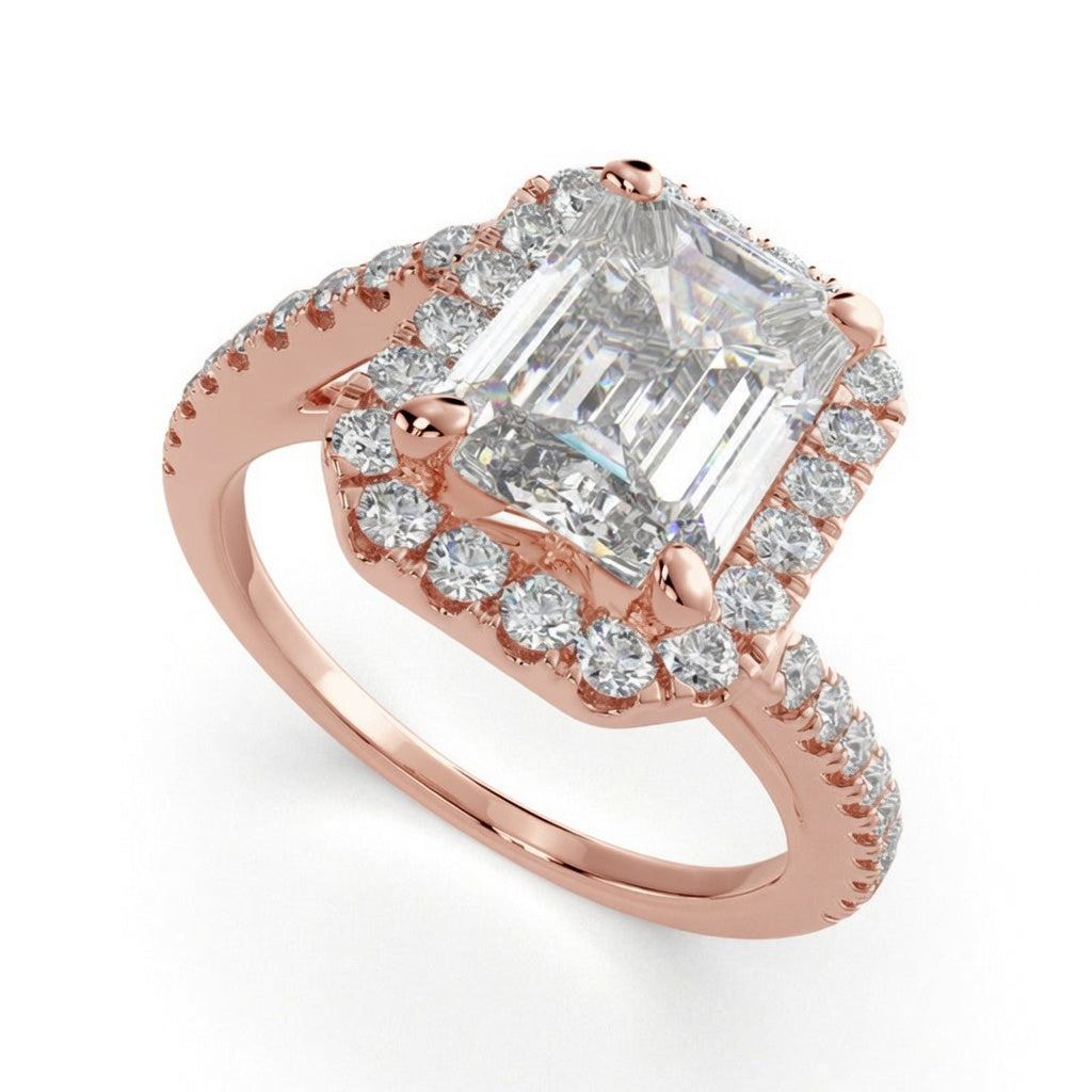 Paloma 4.35 Carat Emerald Cut Pave Halo Engagement Ring
