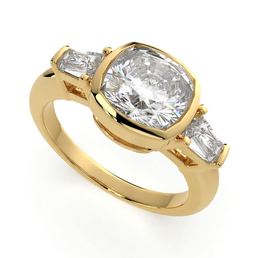 Emilia 3.5 Carat Cushion Cut Trilogy 3 Stone Engagement Ring