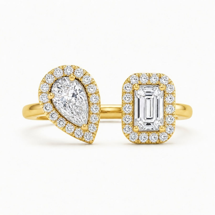 1.05 CT Two-Stone Lab-Grown Diamond Fashion Ring in 14K Rose Gold (D–F / VS1–VS2)