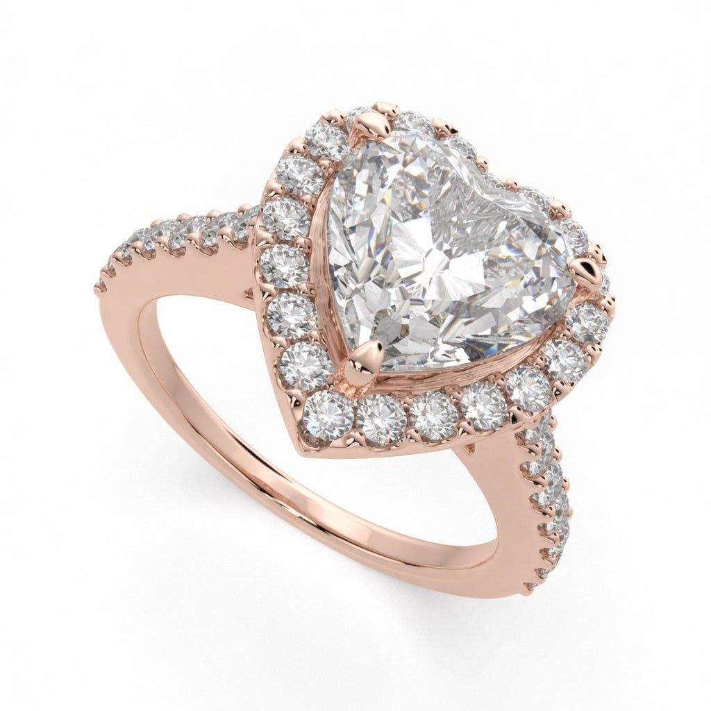 Isadora 3.4 Carat Heart Cut Halo Pave Engagement Ring