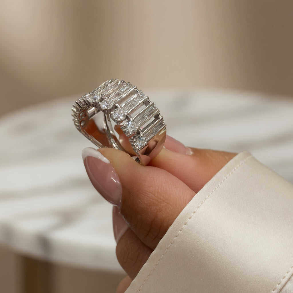 1.32 CT Lab-Grown Diamond Band Ring in 14K White Gold (D–F / VS1–VS2)