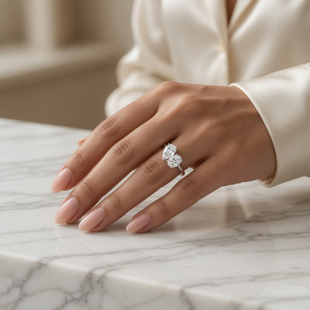 1.40 CT Toi et Moi Lab-Grown Diamond Ring in 14K White Gold (D–F / VS1–VS2)