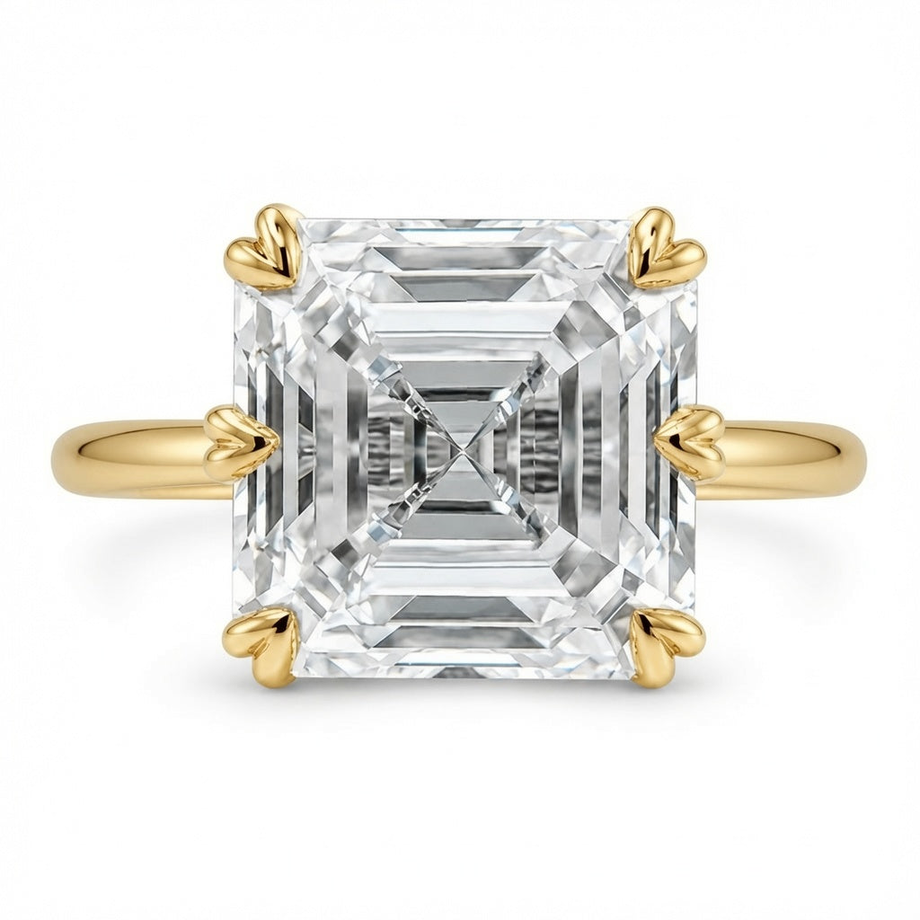 6.00 CT Asscher Cut Lab-Grown Diamond Solitaire Engagement Ring in 14K White Gold – Classic Art Deco Design