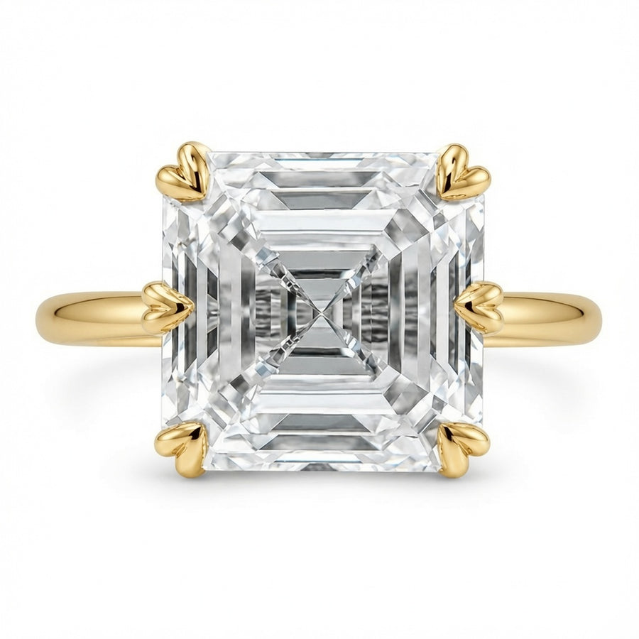 6.00 CT Asscher Cut Lab-Grown Diamond Solitaire Engagement Ring in 14K White Gold – Classic Art Deco Design