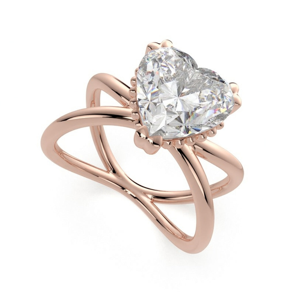 Tatiana 1 Carat Heart Cut Solitaire Split Shank Engagement Ring