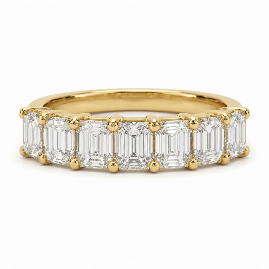 Diamond Half Eternity Ring 3.91 Carat Yellow Gold 14K