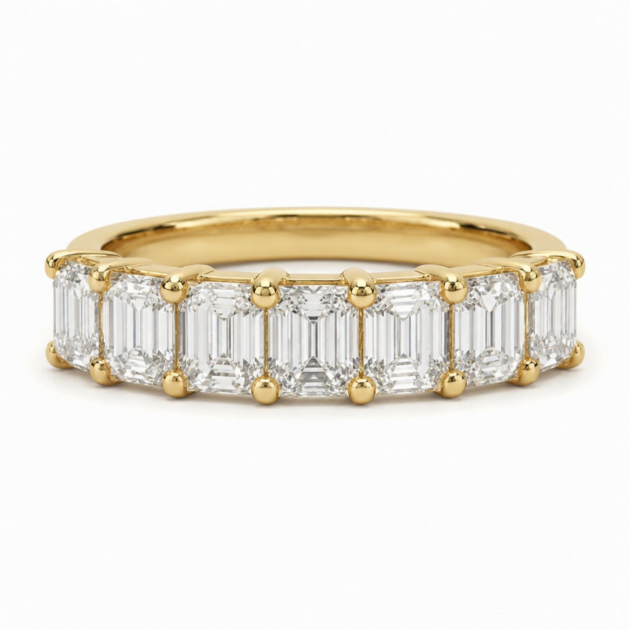 Diamond Half Eternity Ring 3.91 Carat Yellow Gold 14K