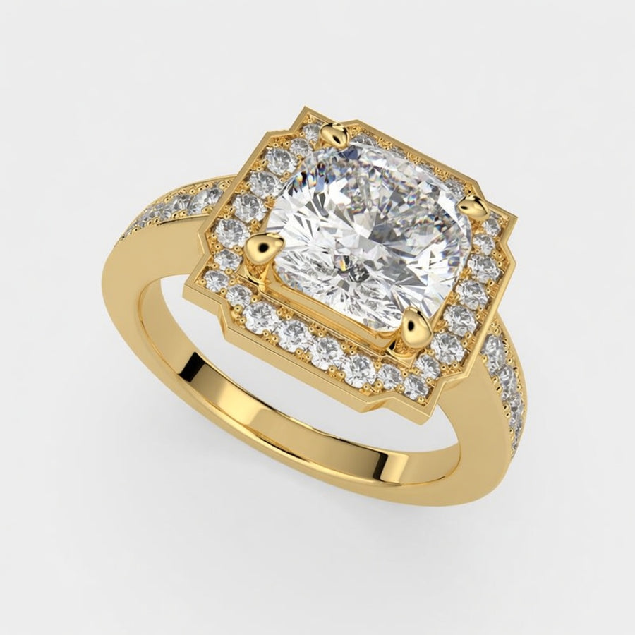 Amalia 3.5 Carat Oval Cut Halo Pave Engagement Ring