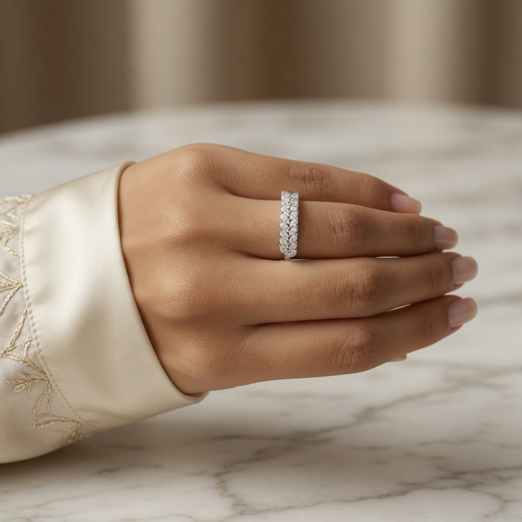 1.00 CT Lab-Grown Diamond Half Eternity Ring in 14K Yellow Gold (D–F / VS1–VS2)