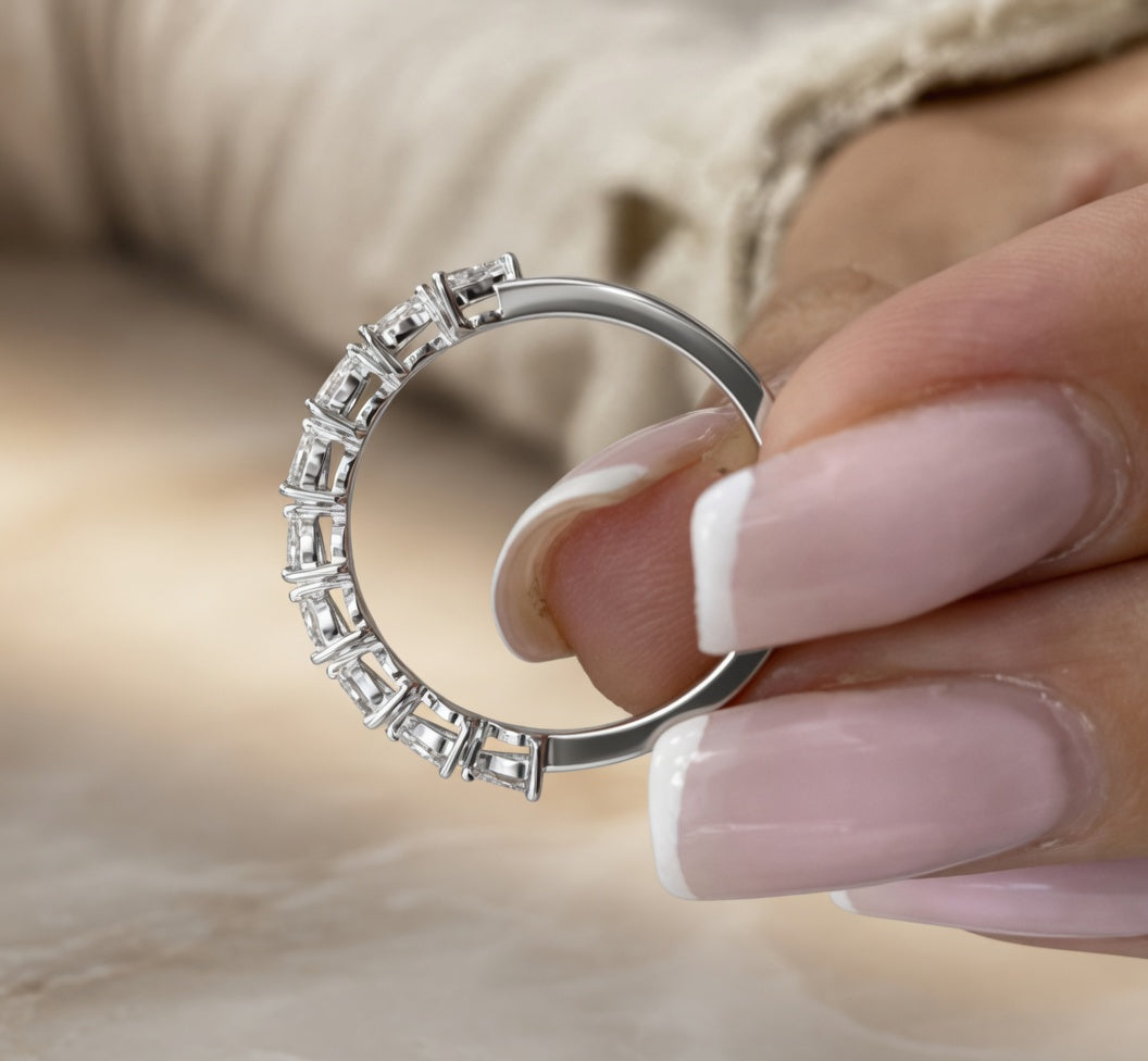 1.00 CT Lab-Grown Diamond Half Eternity Band in 14K White Gold (D–F / VS1–VS2)