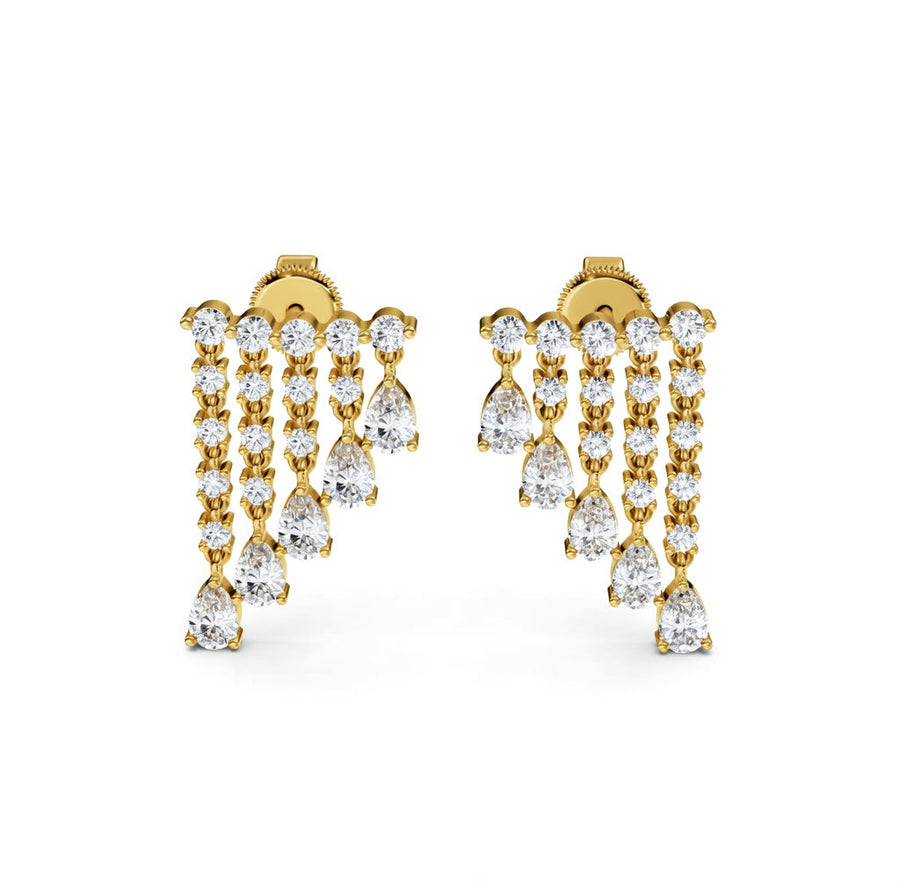 2.29 ct Pear Round Cut Dangle/Drop Cluster Diamond Earrings VS1 D White Gold 14k