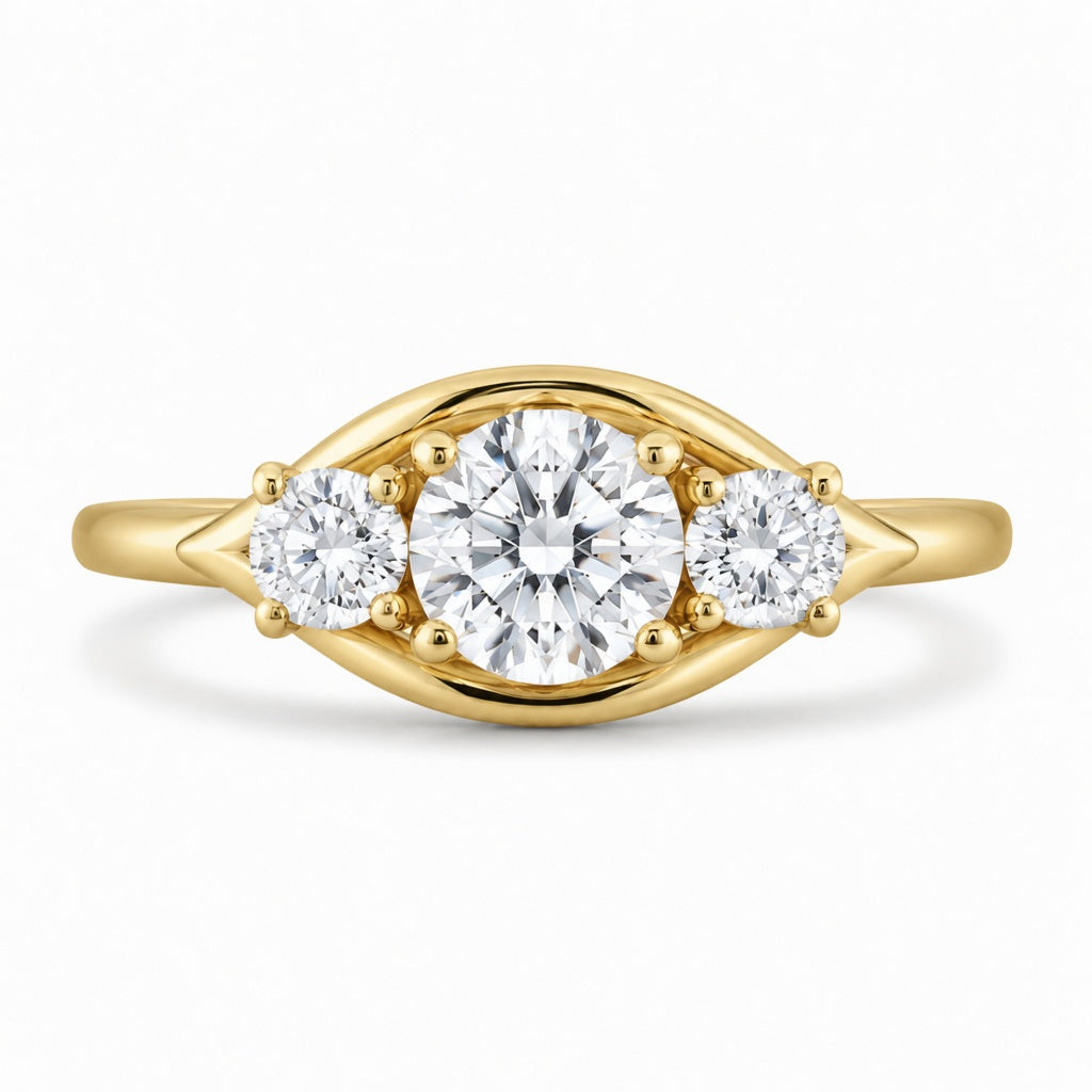 1.50 CT Round Cut Lab-Grown Diamond Three-Stone Engagement Ring in 14K White Gold – Classic Colorless Promise Design
