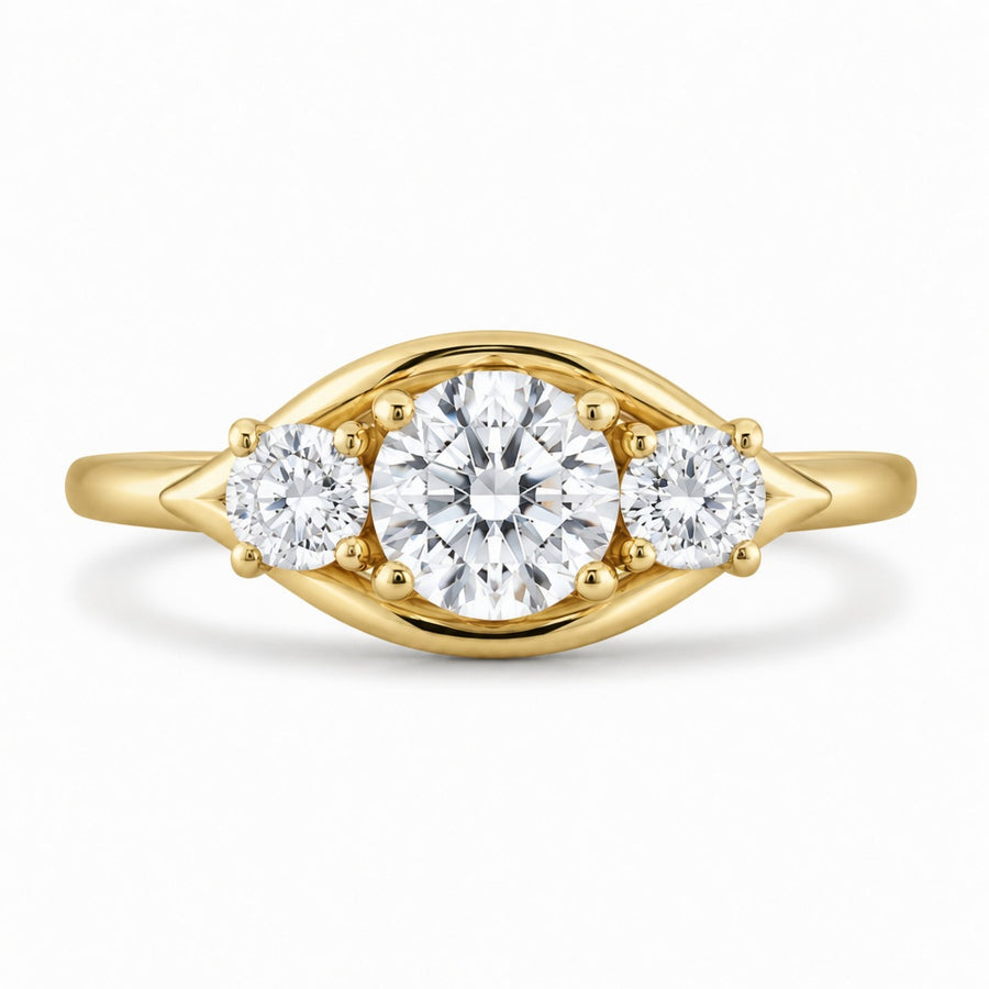 1.50 CT Round Cut Lab-Grown Diamond Three-Stone Engagement Ring in 14K White Gold – Classic Colorless Promise Design