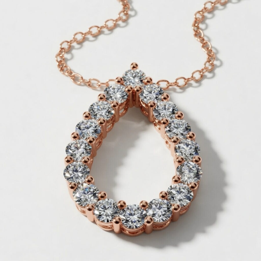 1.00 CTW Round Lab-Grown Diamond Teardrop Pendant with Adjustable Chain (D–F / VS1–VS2)