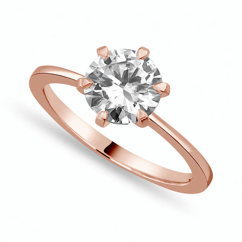 Olivia 2 ct Lab Grown Round Cut Classic 6 Prong Diamond Engagement Ring