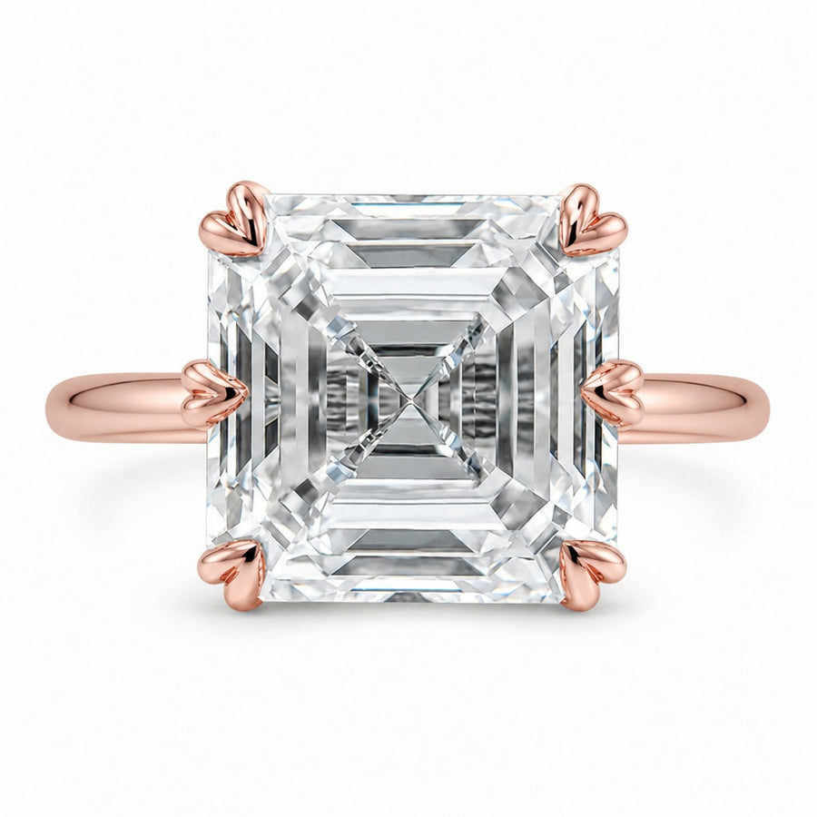 6.00 CT Asscher Cut Lab-Grown Diamond Solitaire Engagement Ring in 14K White Gold – Classic Art Deco Design