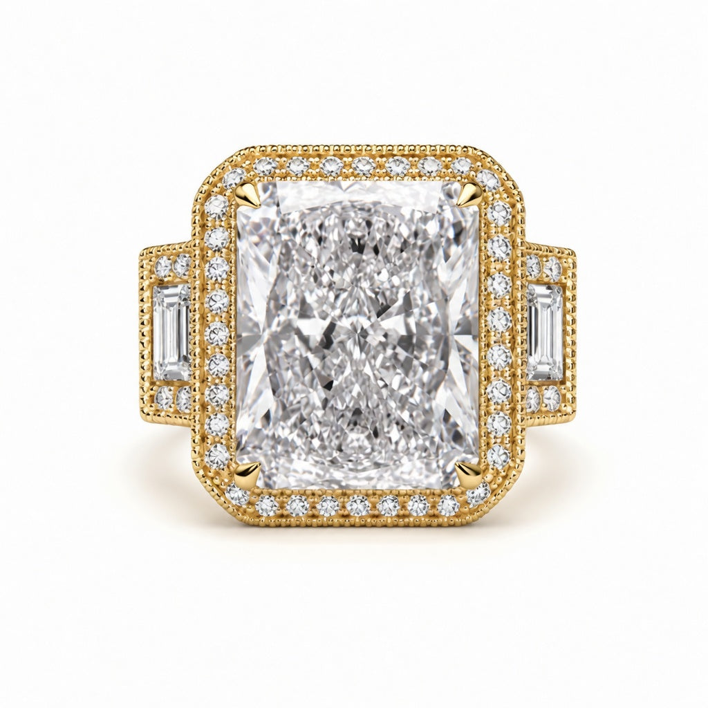 5.00 CT Radiant Cut Lab-Grown Diamond Three-Stone Engagement Ring in 14K White Gold – Anniversary Trilogy Design