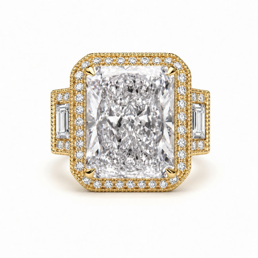 5.00 CT Radiant Cut Lab-Grown Diamond Three-Stone Engagement Ring in 14K White Gold – Anniversary Trilogy Design