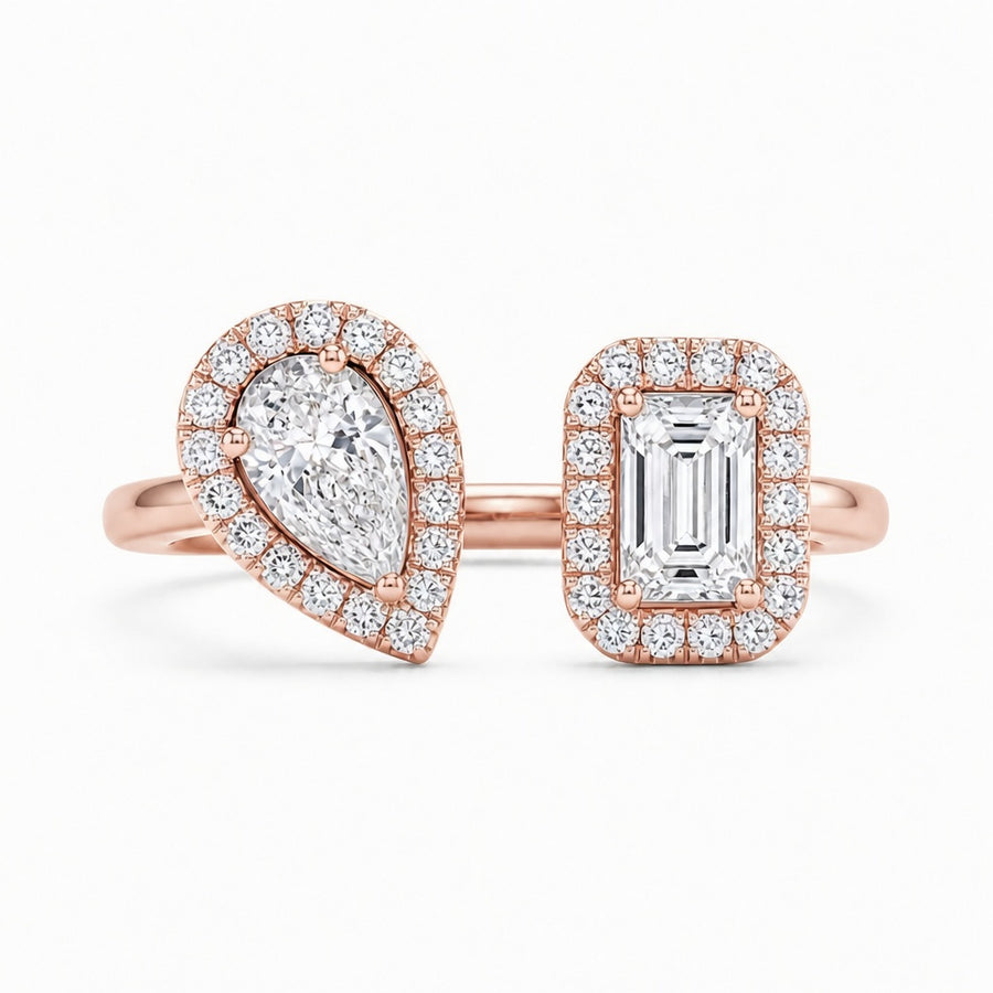 1.05 CT Two-Stone Lab-Grown Diamond Fashion Ring in 14K Rose Gold (D–F / VS1–VS2)