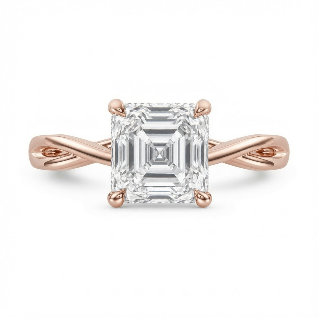 1.50 CT Asscher Cut Lab-Grown Diamond Hidden Halo Solitaire Engagement Ring in 14K White Gold – Minimalist Design