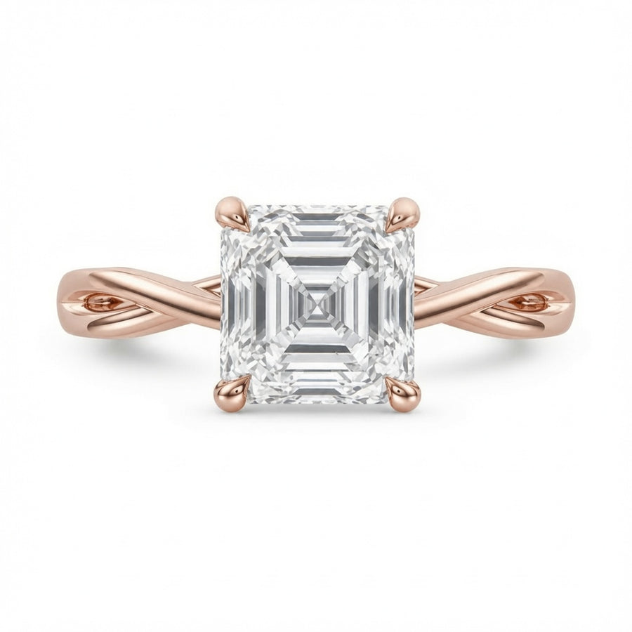 1.50 CT Asscher Cut Lab-Grown Diamond Hidden Halo Solitaire Engagement Ring in 14K White Gold – Minimalist Design