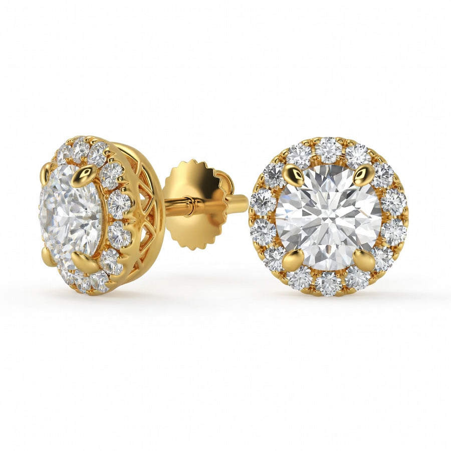 1.5 Ct Round Cut Stud Diamond Earrings VS1 D Screw Back White Gold 14k
