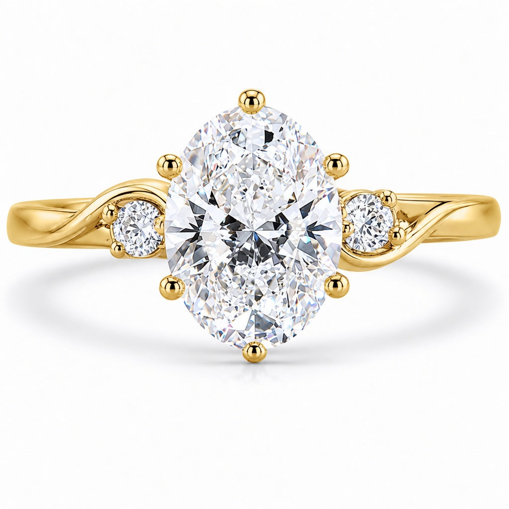 2.50 CT Oval Lab-Grown Diamond Three-Stone Engagement Ring in 14K White Gold – Anniversary Proposal Design
