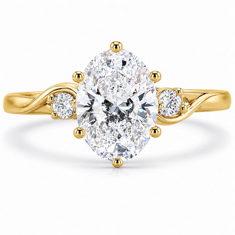 2.50 CT Oval Lab-Grown Diamond Three-Stone Engagement Ring in 14K White Gold – Anniversary Proposal Design