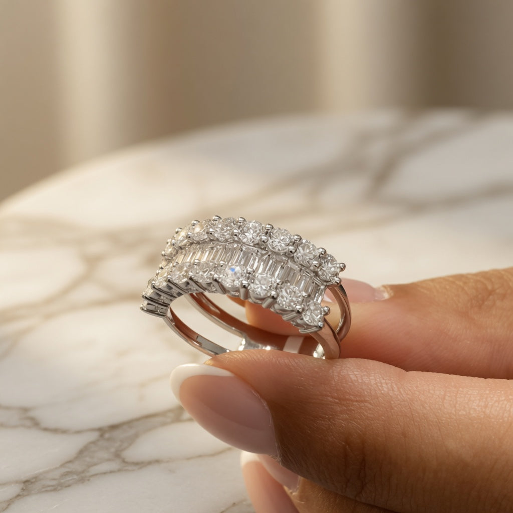 1.96 CT Lab-Grown Diamond Band Ring in 14K White Gold (D–F / VS1–VS2)