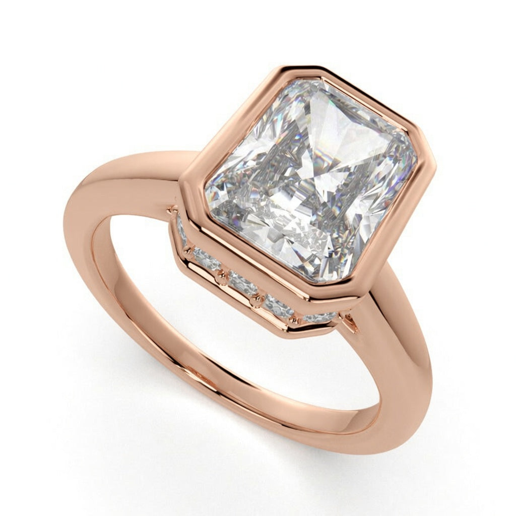 Xenia 2.15 Carat Radiant Cut Halo Pave Solitaire Engagement Ring