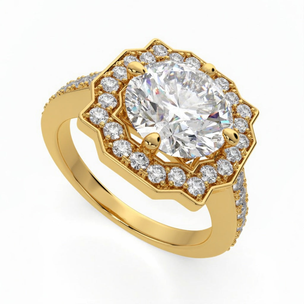Amalia 1.5 Carat Oval Cut Halo Pave Engagement Ring