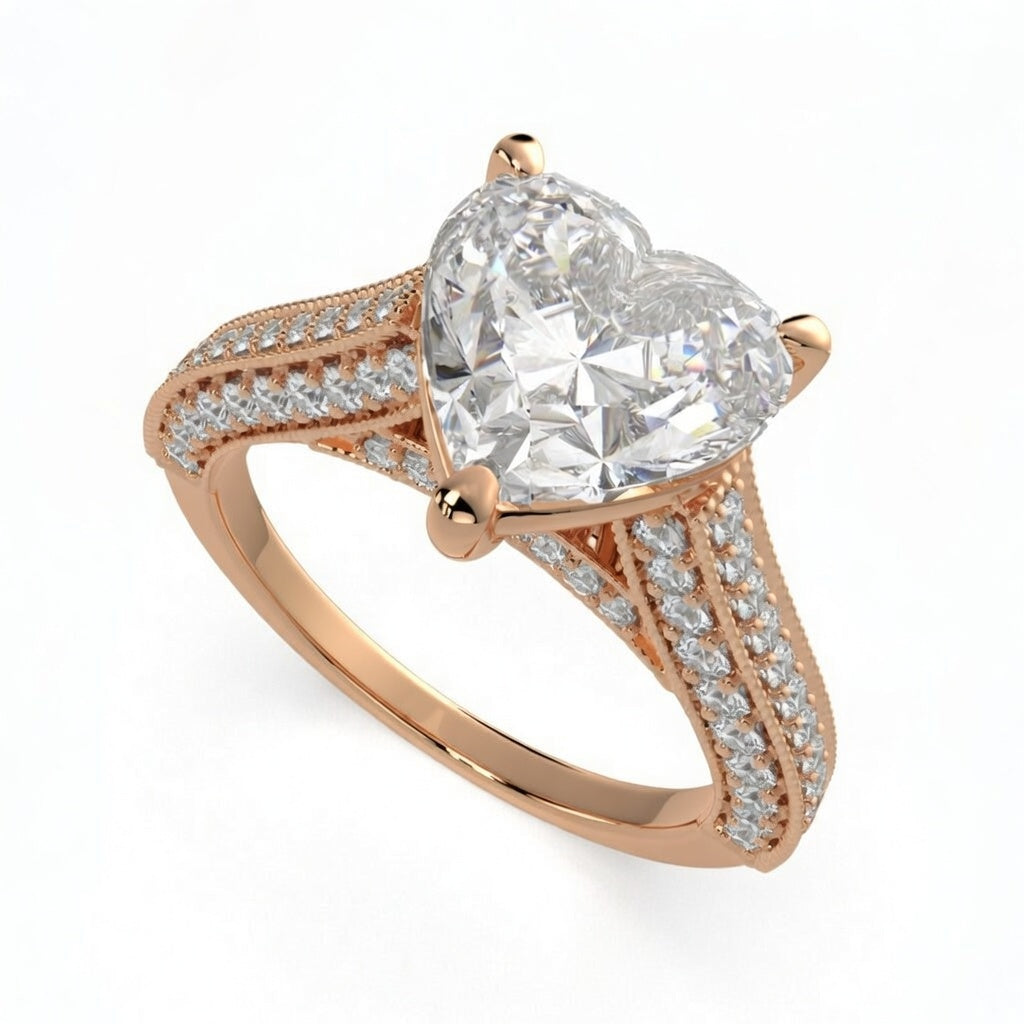 Martina 1.75 Carat Heart Cut Pave Engagement Ring