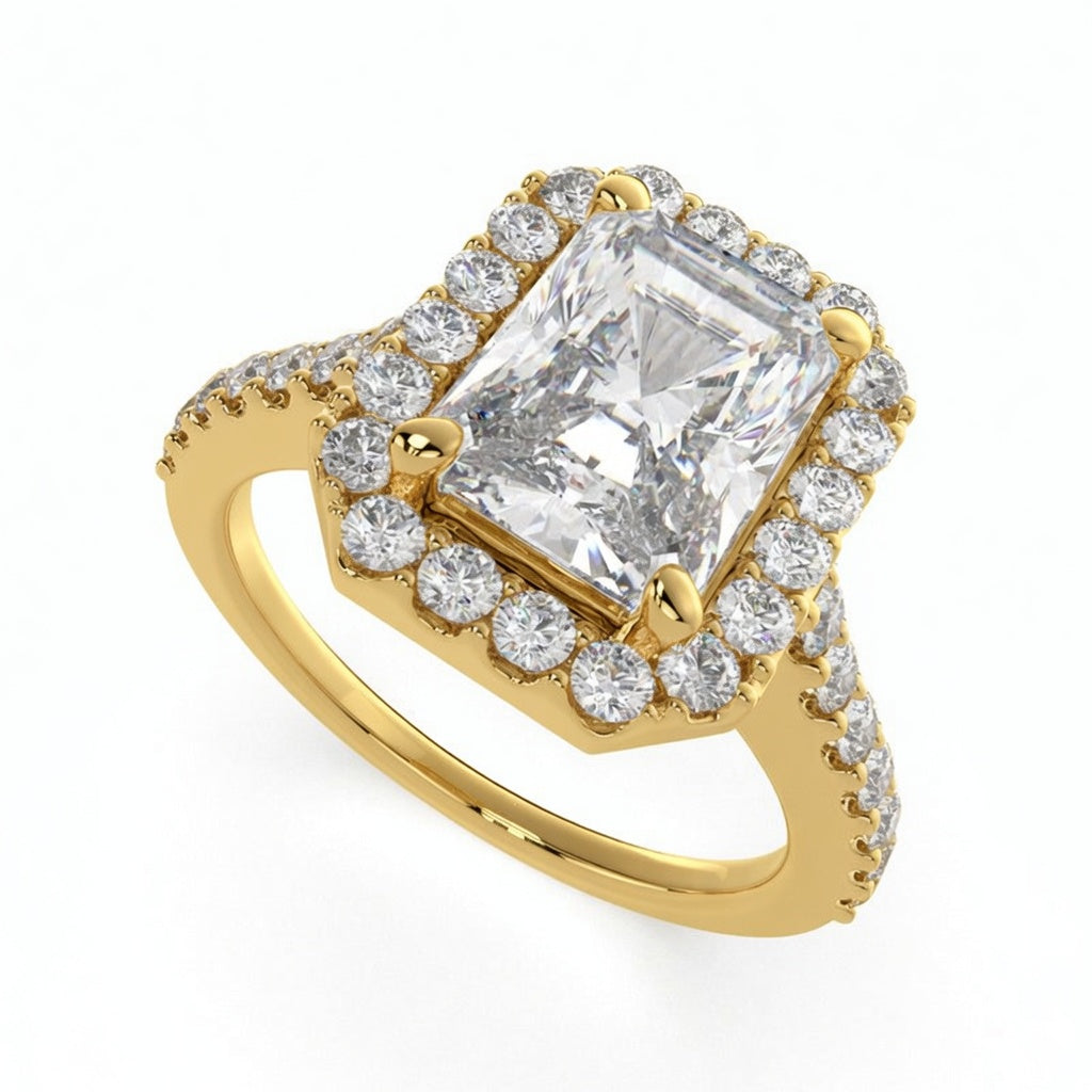 Isadora 2.4 Carat Radiant Cut Halo Pave Engagement Ring