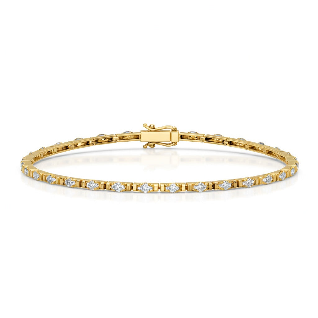 3.09 Carat Marquise Cut Diamond Tennis Bracelet VS1 D F White Gold 14k