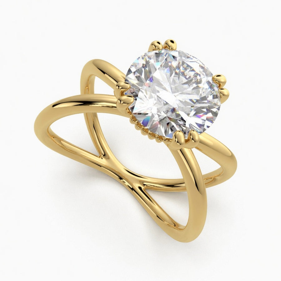 Tatiana 2 Carat Round Cut Solitaire Split Shank Engagement Ring