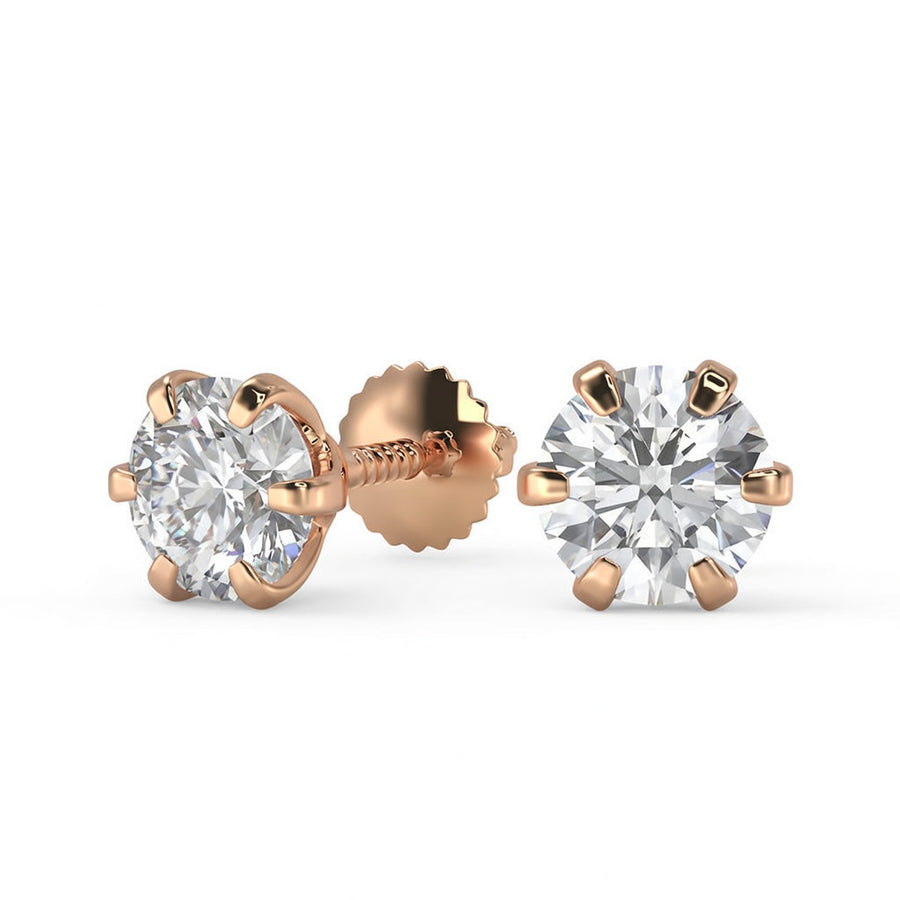 4 Ct Round Cut Victorian Stud Diamond Earrings VS1 D Screw Back