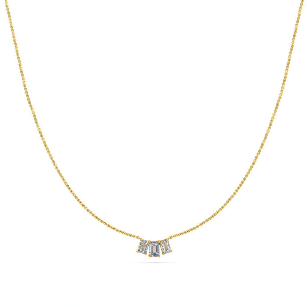 0.55 Ct Emerald Cut Diamond Chain Necklace VS1 D-F White Gold 14k