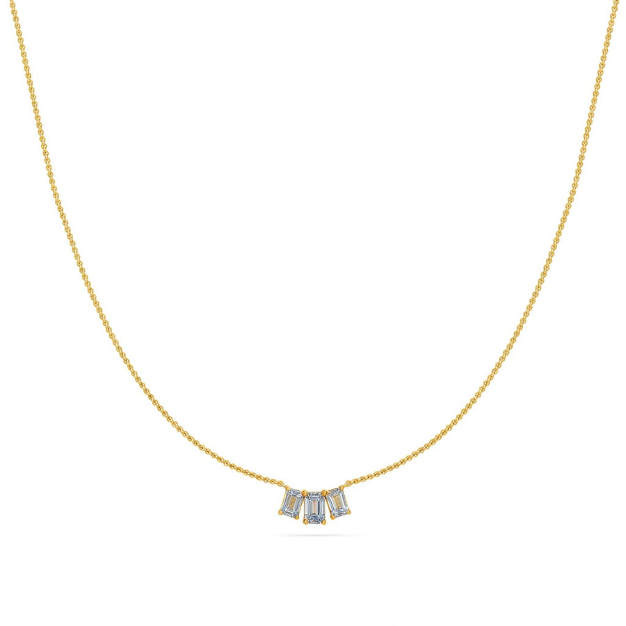 0.55 Ct Emerald Cut Diamond Chain Necklace VS1 D-F White Gold 14k