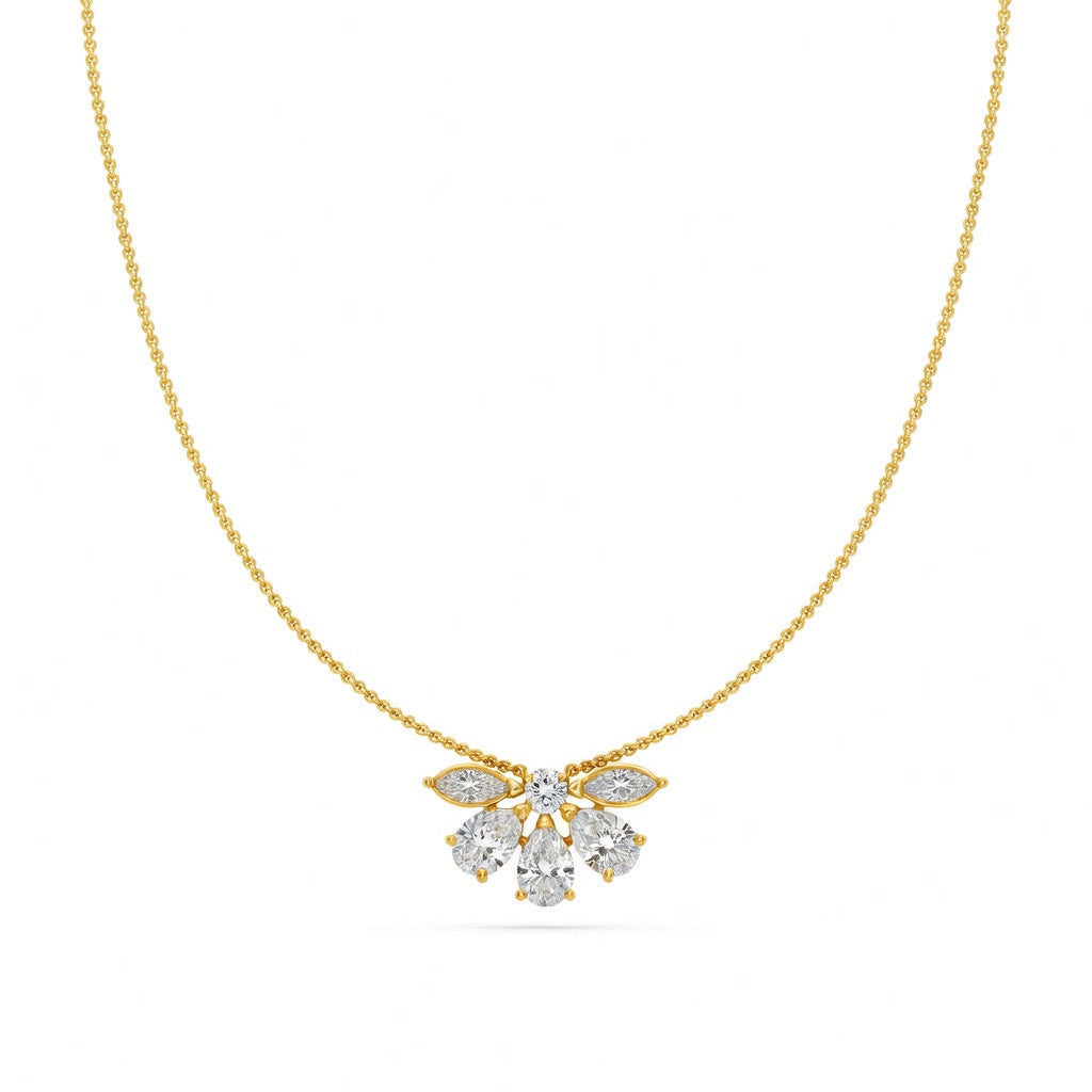 1.5 Ct Round Pear Marquise Cut Diamond Chain Necklace VS1 D-F White Gold 14k