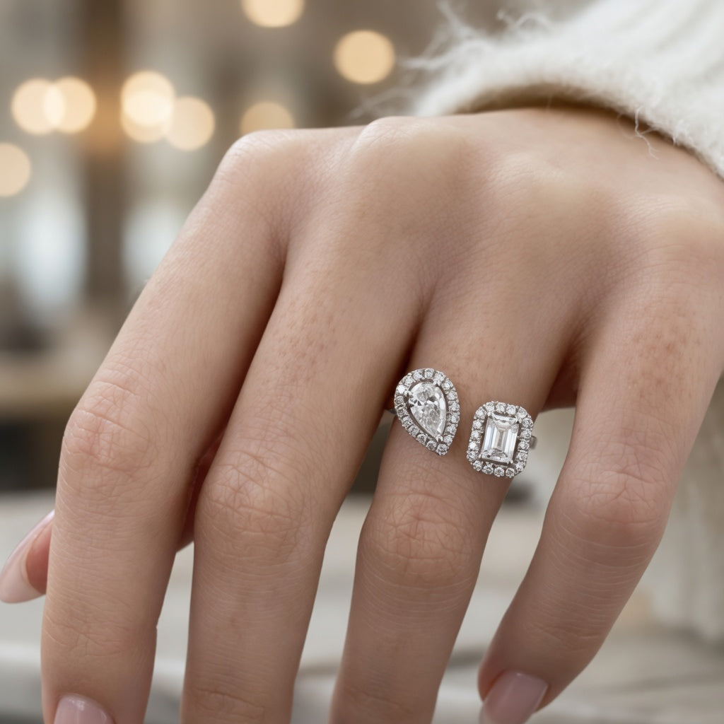 1.05 CT Two-Stone Lab-Grown Diamond Fashion Ring in 14K Rose Gold (D–F / VS1–VS2)