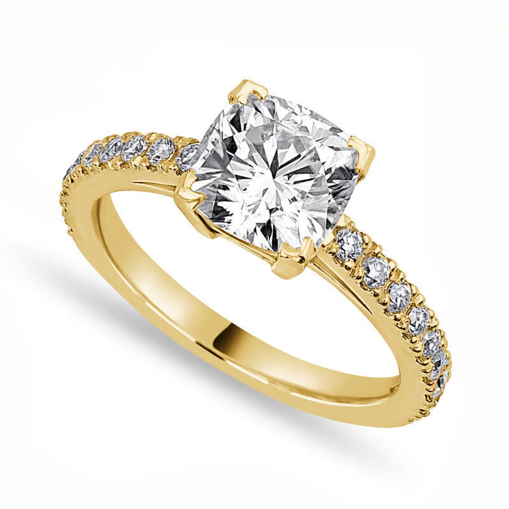 Zara 1.89 ct Lab Grown Round Cut Pave 4 Prong Diamond Engagement Ring
