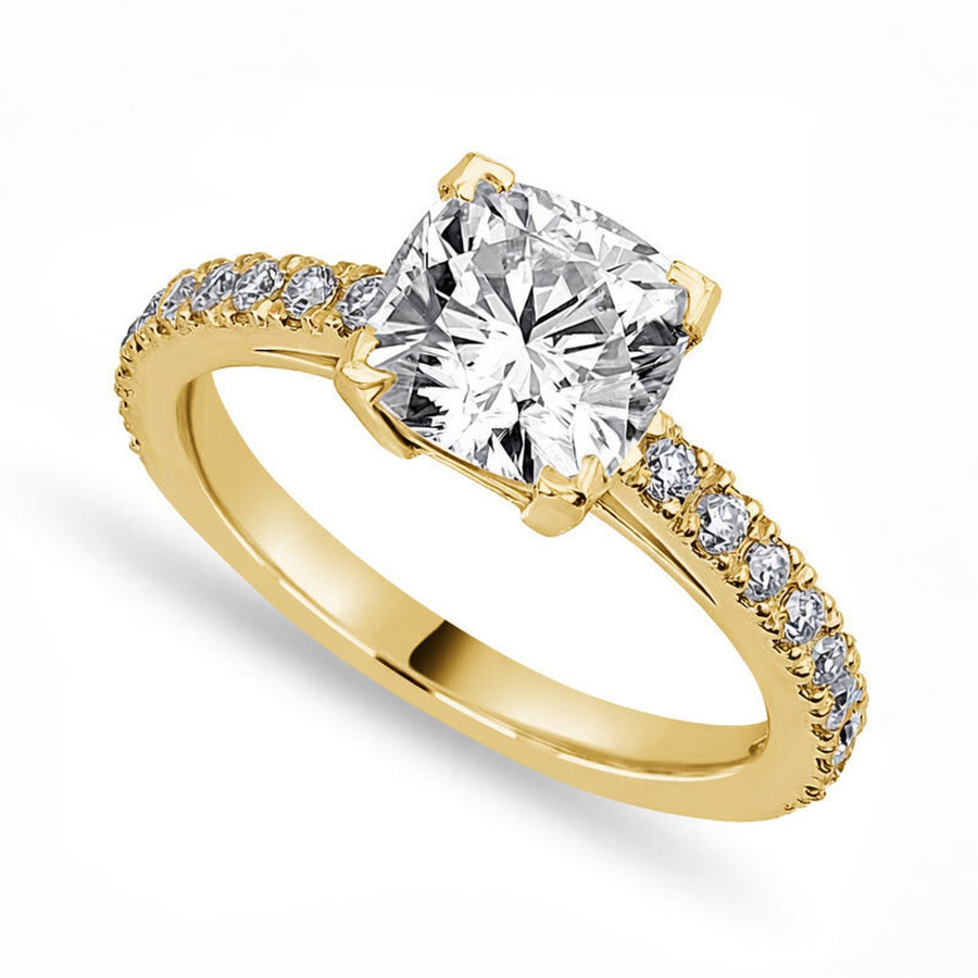 Jade 1.33 ct Lab Grown Round Cut Pave 4 Prong Diamond Engagement Ring