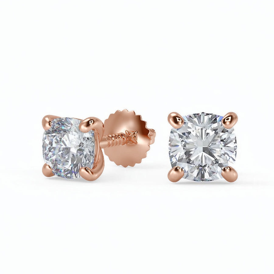 4.5 Ct Cushion Cut Stud Diamond Earrings VS1 D Screw Back White Gold 14k