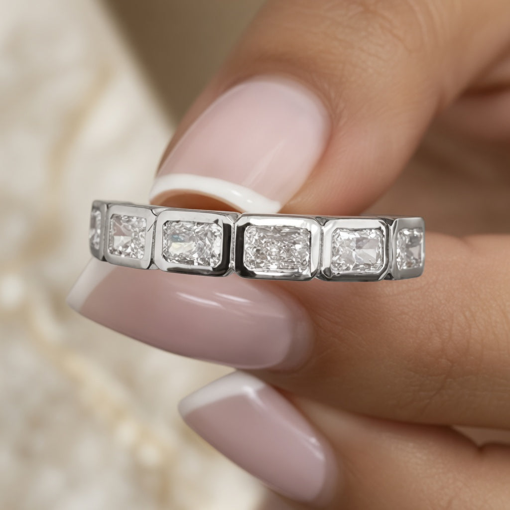 1.84 CT Lab-Grown Diamond Half Eternity Ring in 14K White Gold (D–F / VS1–VS2)