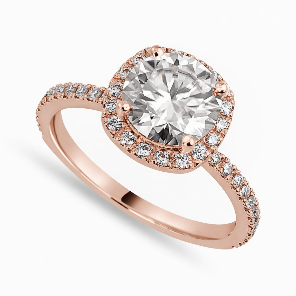 Emma 2.28 ct Lab Grown Round Cut Halo Pave Diamond Engagement Ring